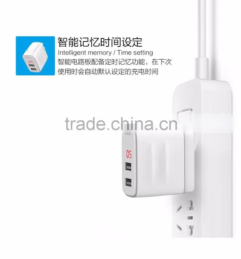 Joyroom 2.4A Digital Display Screen Double USB Ports Charger For IOS+Android Smarter Travel Charger For iPhone TB-0237