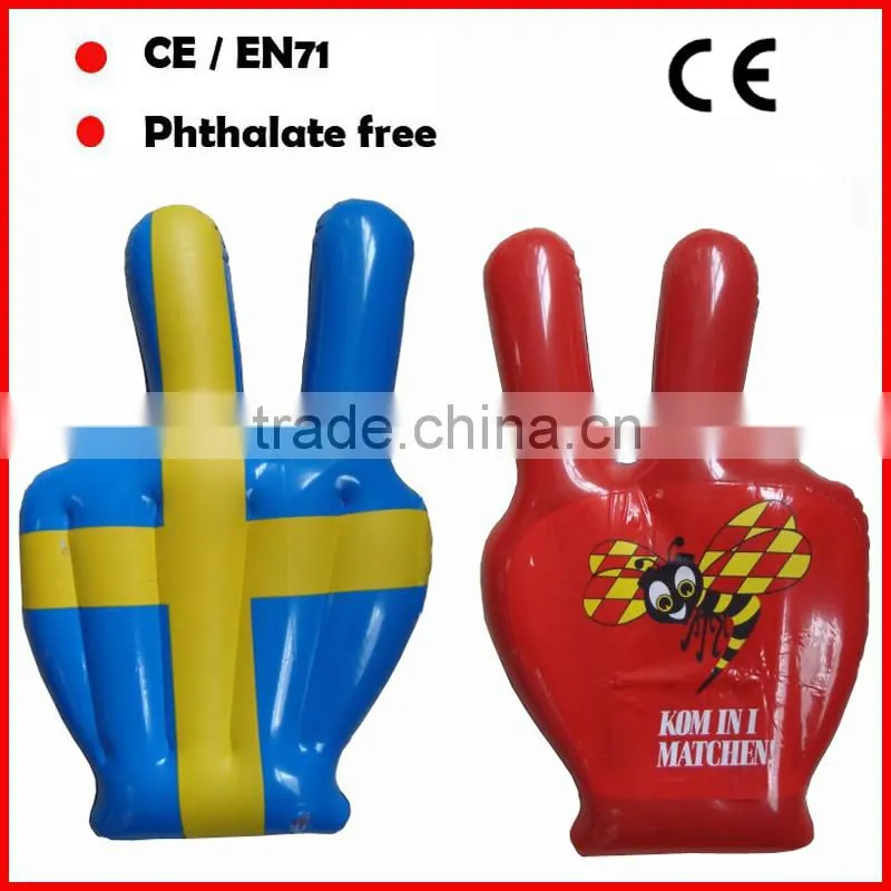 6P PVC inflatable victory hand with custom logo for promotion
