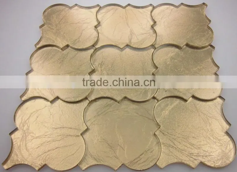 300x300 goldleaf glass mosaic 12''x12'' waterjet glass tile(wj1)