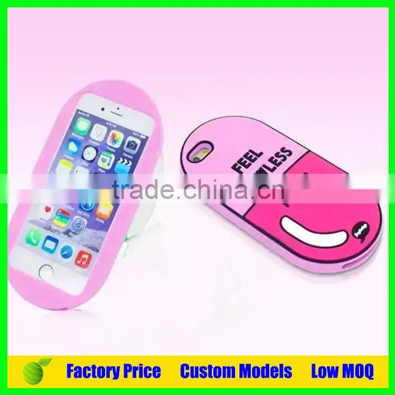 Wholesale capsule custom Silicone mobile 3d phone case for Iphone 5 6 6plus cell phone back cover case