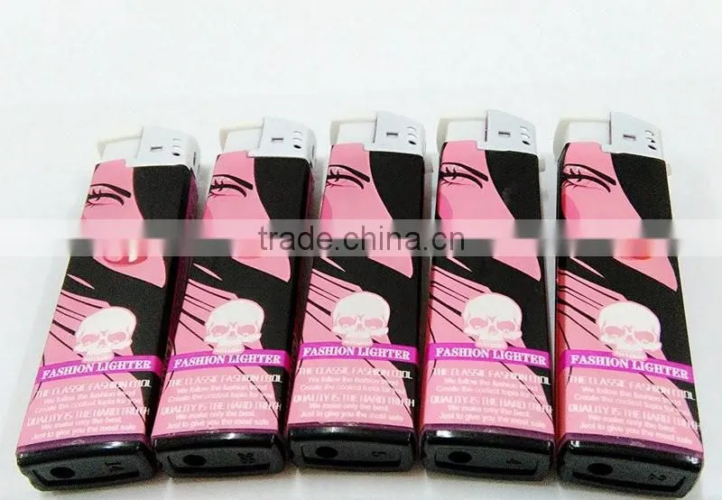 2016 New model pretty lady paper wrapped refillable lighter plastic for wholesale