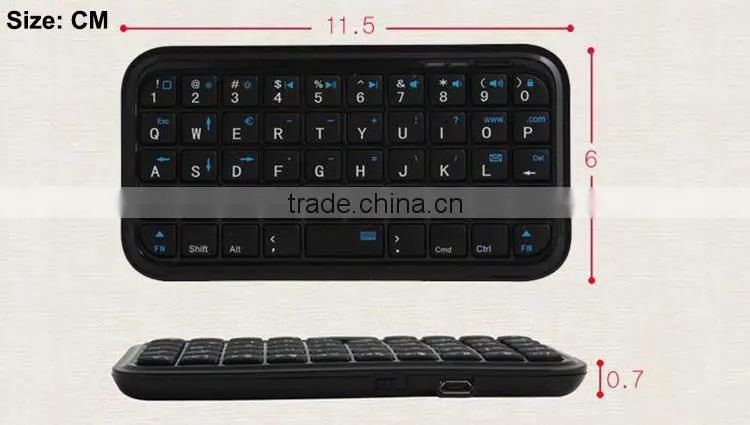 Ultra Slim Mini Wireless Bluetooth Keyboard for Blackberry Handheld Rechargeable 49-Key Wireless Keyboard for iPhone/iPad