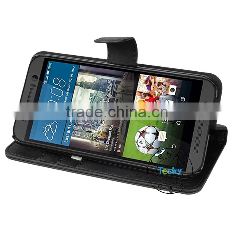 PU+PC Hybrid Phone Flip Cover Case For HTC One M9 Wallet Leather Case With Stand And ID Holder