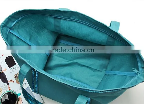 Personalized designer high quality sequins linen beach bag