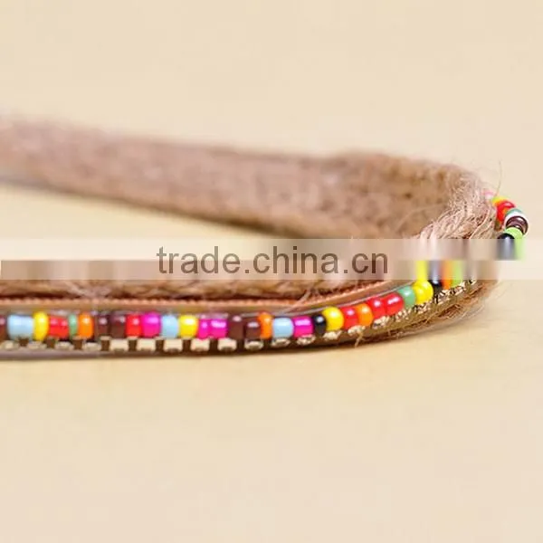 2014 wholesle Bohemia hemp rope diamond hair with hair color magnetic beads headband