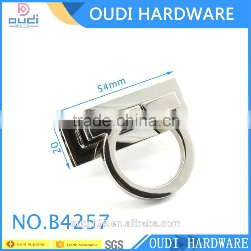 Shiny NIckel Plating Turn Lock For Leather Bag Front Part Lock Metal Bag Buckle