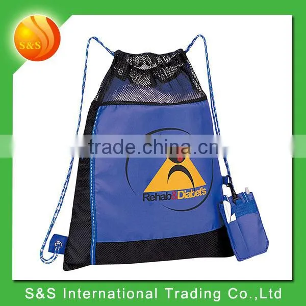 hot sell sport nylon drawstring bag with detachable phone holder