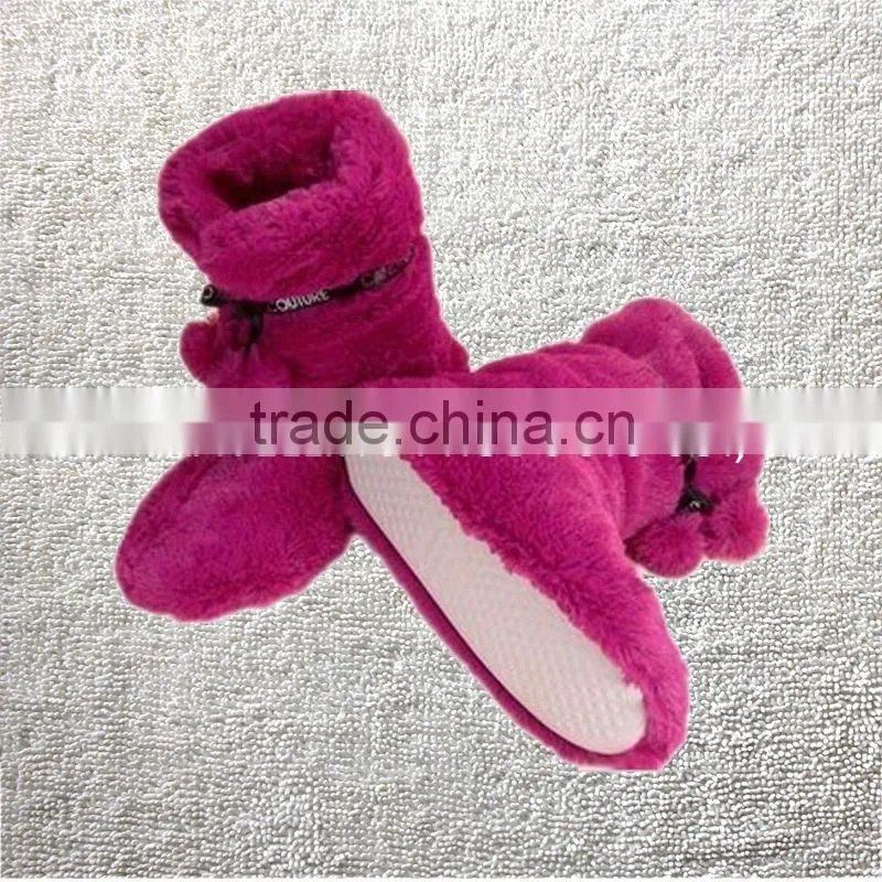 New Ladies Cosy Winter Soft Furry Pom Pom Slippers Boots