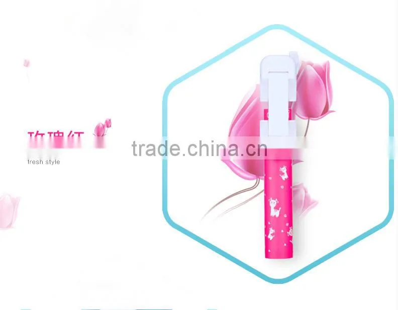 Cute Printing Foaming Handle Sefie Stick Travalling Portable Monopod selfie stick