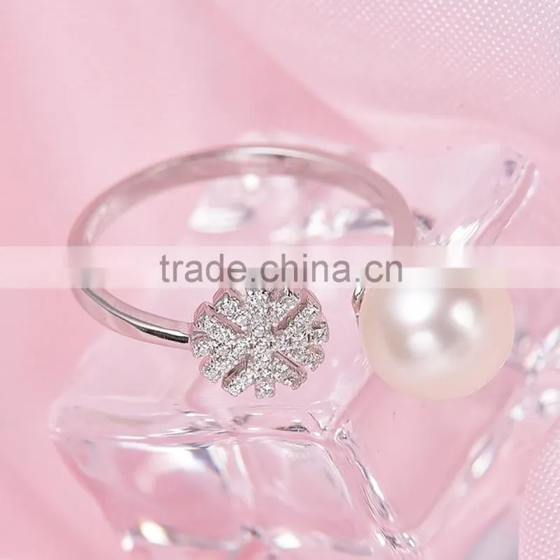 fashion 8-9mm AAA round natural freshwater round pearl ring