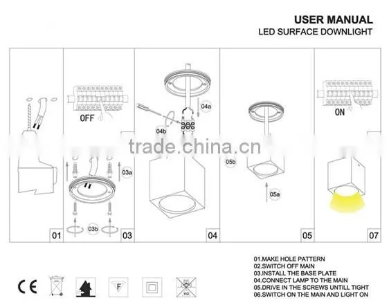 12W/18W/25W/30W/35W/40W surface mounted ceiling led COB downlight CE ROHS 3 years warranty