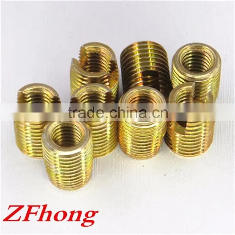 carbon steel wiht yellow zinc 302 type slotted self tapping thread insert m2 m2.5 m3 m4 m5 m6 m8 m10 m12 m14 m16