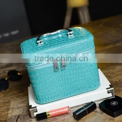 Ladies cute big size hard pu storage cosmetic powde makeup case