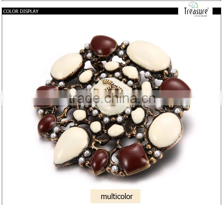 2015 latest new design coffee color flower oil drop brooch high quality hot selling brooch wholesale