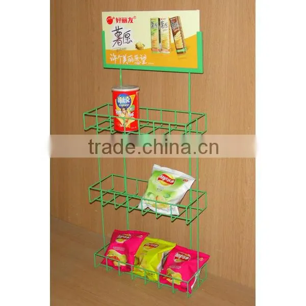 metal wire hanging potato chips display stand with modern design