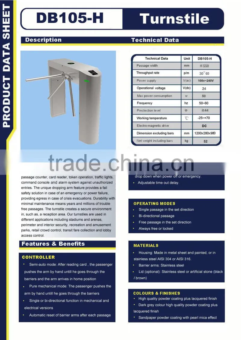 Shenzhen RFID Barrier Gate Manufacture Access Control Gate Tripod Turnstile