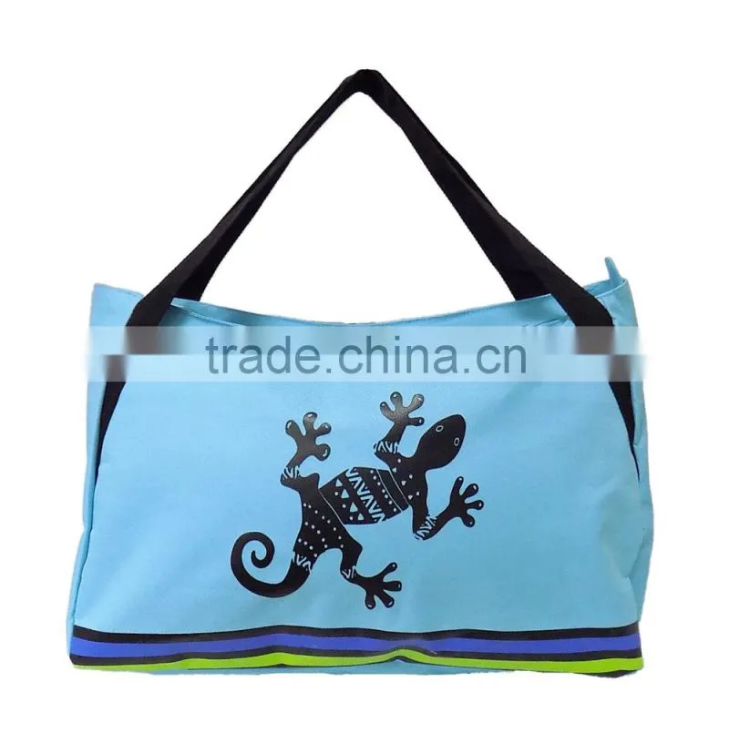 600D polyester silk printing shoulder shopping bag