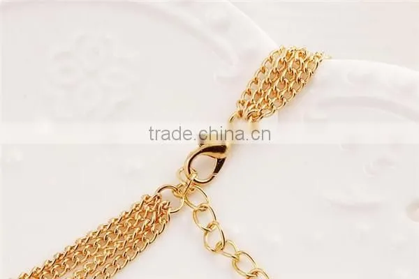 Classic hot sale three-layer gold plated pearl bead necklace