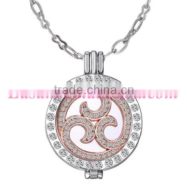 Fashion korean hollow coin necklace,new design locket pendant necklace
