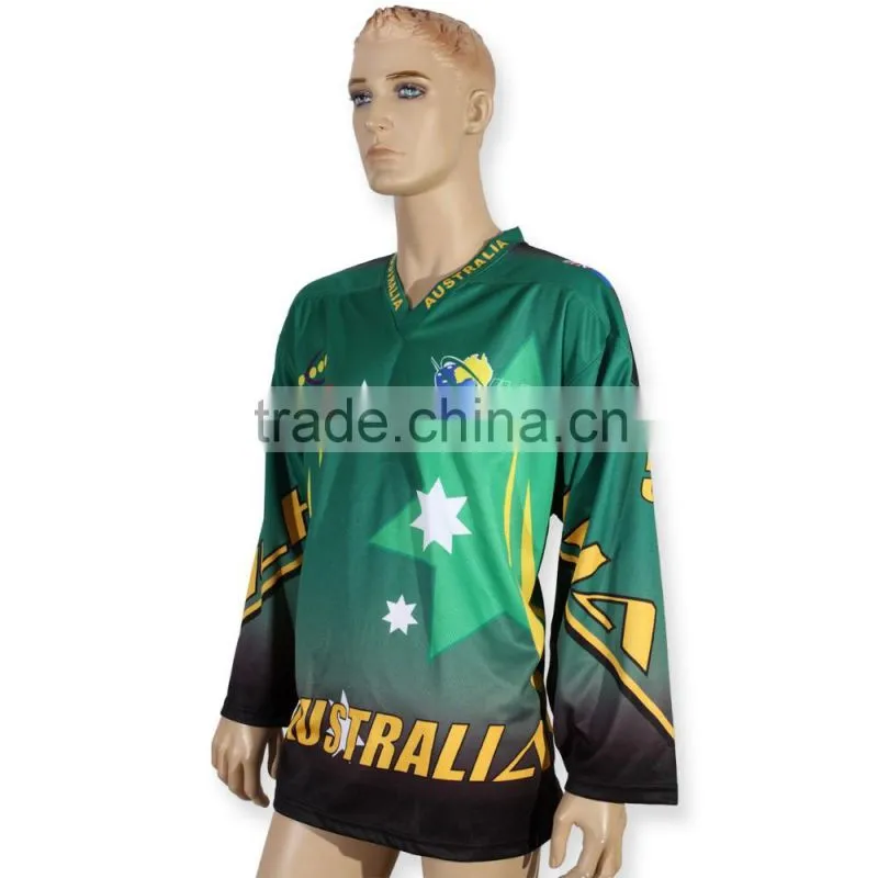 Professional unique team green sublimation inline female hockey jerseys