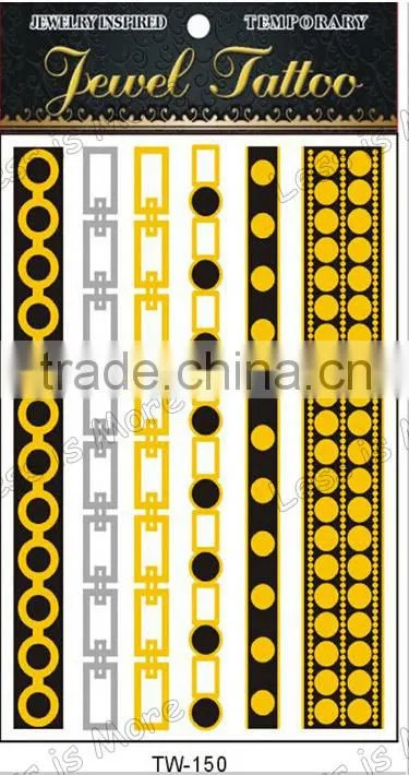 hot sale waterproof golden metallic fashion temporary tattoo gold tatoos