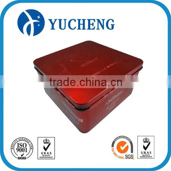 Chiese promotion sale square red metal small tin box