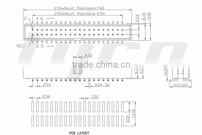 Box Header SMT 2.54mm pitch connector