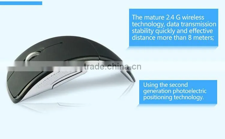 black desktop usb folding wireless mouse