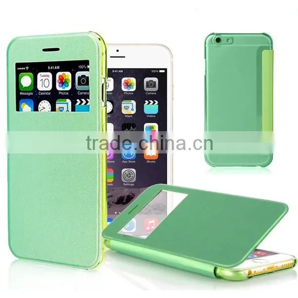 C&T Transparent Back Smartphone Smart Window Folio Wallet Case Slim Flip Leather Case For Apple iPhone 6 4.7 Inch