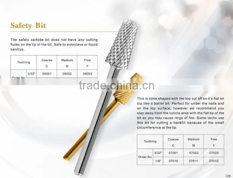 Spring hot Tungsten Steel Grinding Head Tool Nail Drill Bit Gold Plated for Nail Art Polish Machine nail tools styling tools