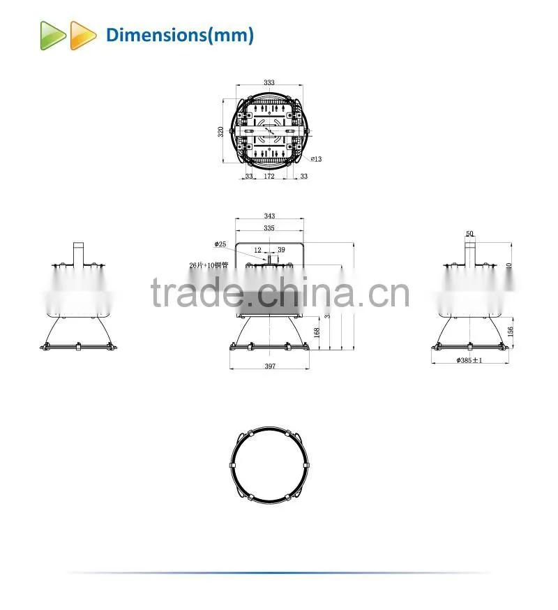CE ROHS Listed 400W LED High Bay Light
