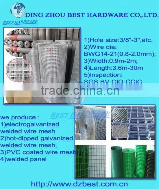 PVC coated electro galvanized welded mesh