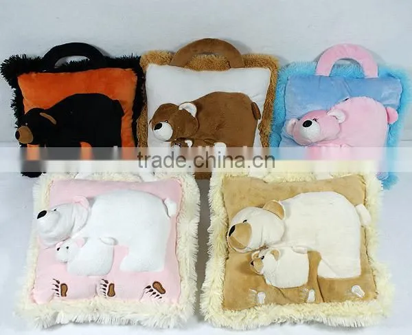 Plush soft toy flower embroidered cushion cover