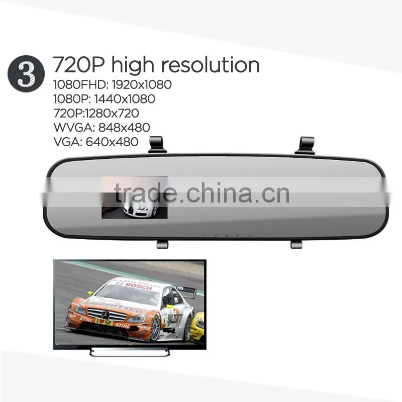 Promotion!!adavanced Night Vision1080p 2.7 inch TFT G-sensor motion detect CE ROHS FCC rearview mirror wifi camera car