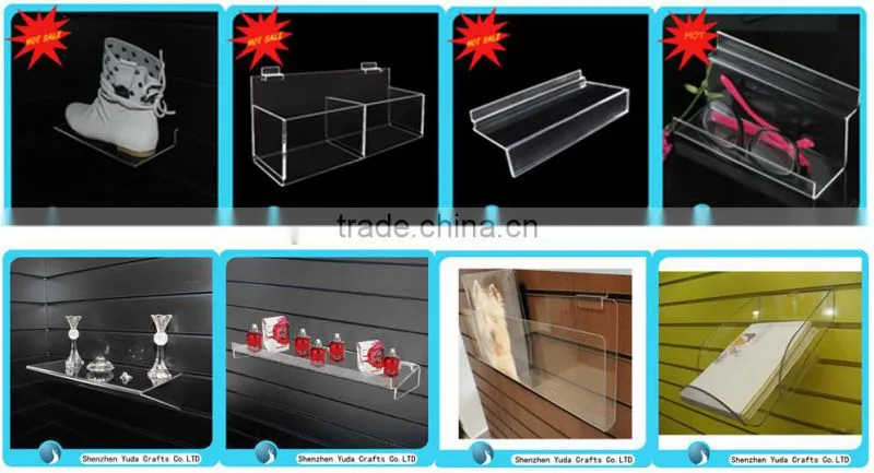 Acrylic slatwall display bin with double compartments, perspex books storage organizer