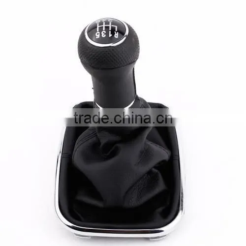 New 6 Speed Gear Shift Knob Gaitor Boot Black PU Leather