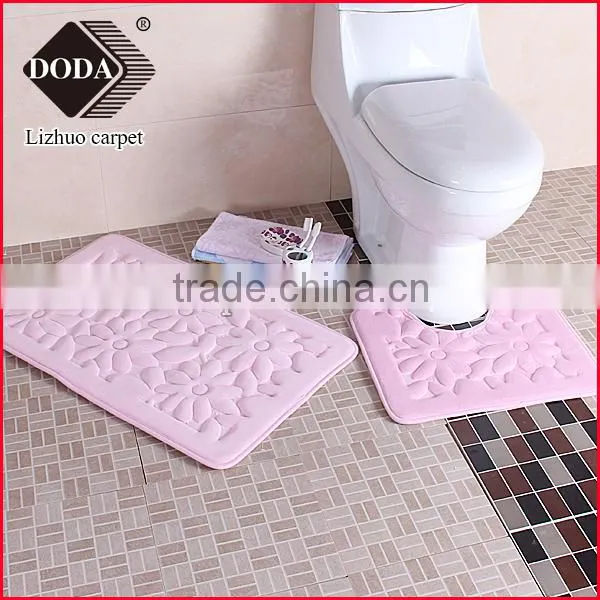 microfiber flannel embossed non slip pvc backing contour bath rug