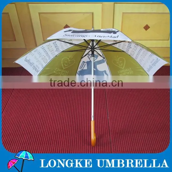 24"aluminum shaft wooden handle customized straight umbrella