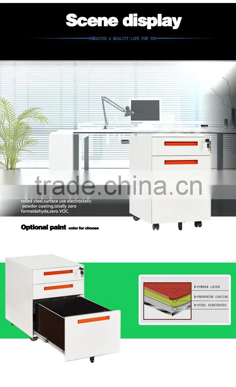 3 drawer mini colorful mobile filing cabinet