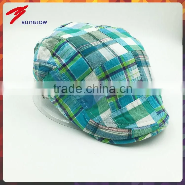 Custom design fashion check ivy cap manufacturing