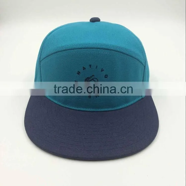 wholesale custom design your own logo 7 panel bule snapback hat with embroidery