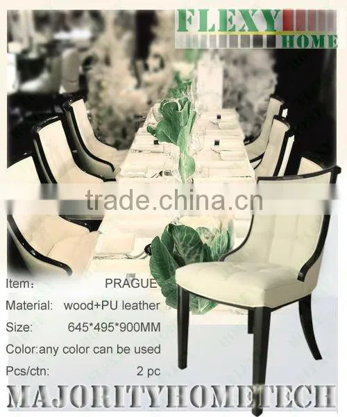 Hotel restaurant chair with PU leather or Genuine leather UKFR foam