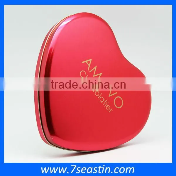 Christmas Gift Chocolate Cookie Tin Box With Heart Shaped Food Grade Metal Empty Tin Box
