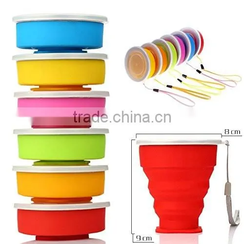 portable silicone retractable folding coffee cup with lid