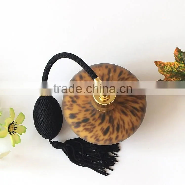 100ml hand blown modern leopard print frosted glass perfume bottle , airbag scent bottle