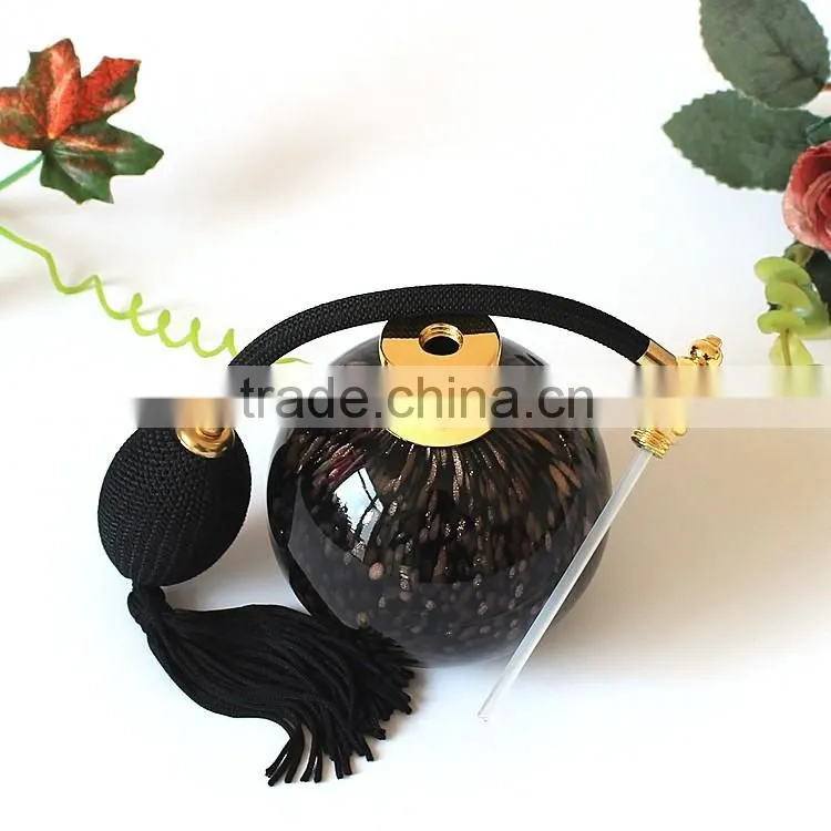 OUBOAO Handmade Luxury Airbag Glass Black Perfume Bottle , Screw Cap Repeatable Use Empty Perfume Bottle