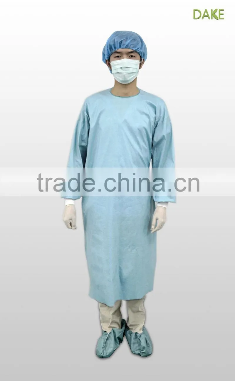 Reinforced surgical gown wood pulp spunlace material