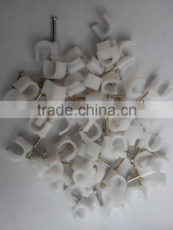 electric wire circle nail metal hanroot plastic wall nail nylon cable clip