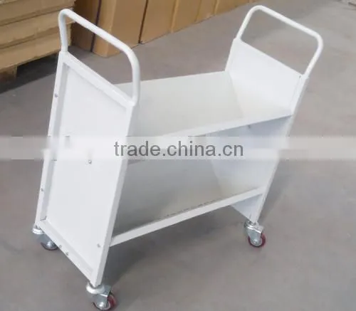 V Shape Movable Library Steel Book Car