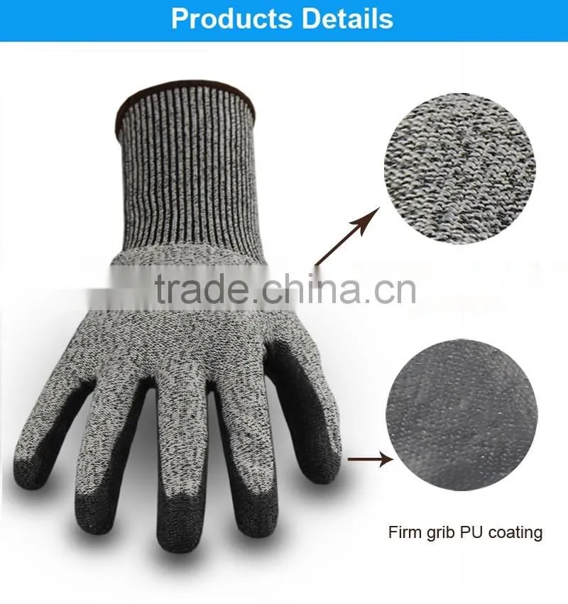 QL PU Palm Dipping oilfield pu cut 5 glove
